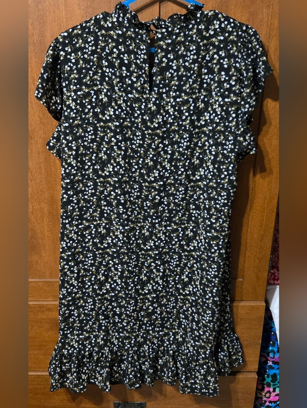 CeCe Black Dress with White and Yellow Floral Print - Picture 2 of 5